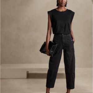 Banana Republic Petite Barrel Faded Black Pant
